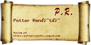 Petter Renátó névjegykártya